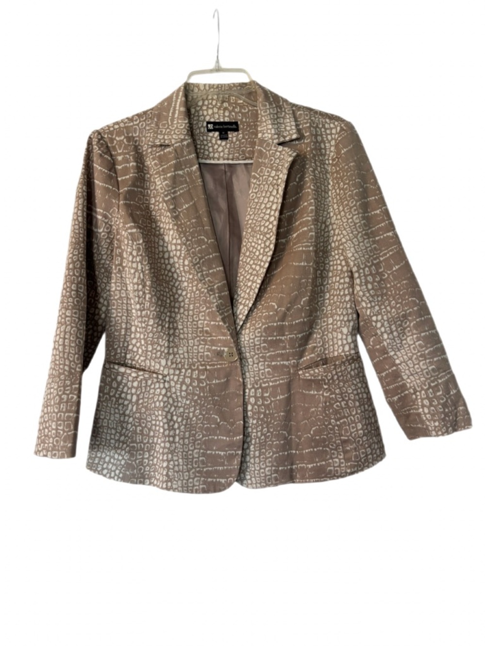 Valerie Bertinelli Beige Reptile Embossed Blazer